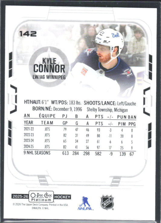 Kyle Connor 2025-26 O-Pee-Chee Platinum #142 – baksida