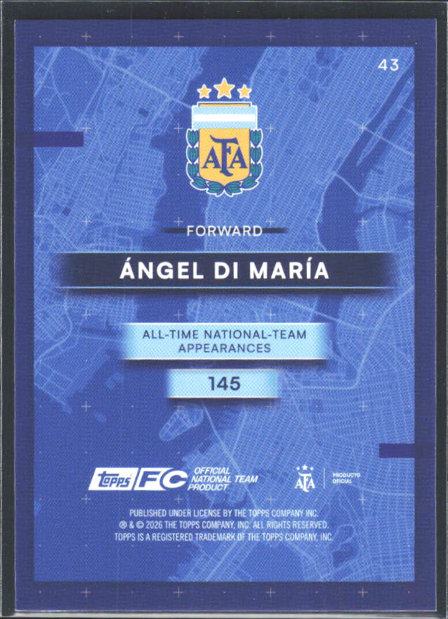 Ángel Di María 2026 Argentina Team Set AFA in the Apple #43 – baksida