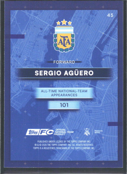 Sergio Agüero 2026 Argentina Team Set AFA in the Apple #45 – baksida