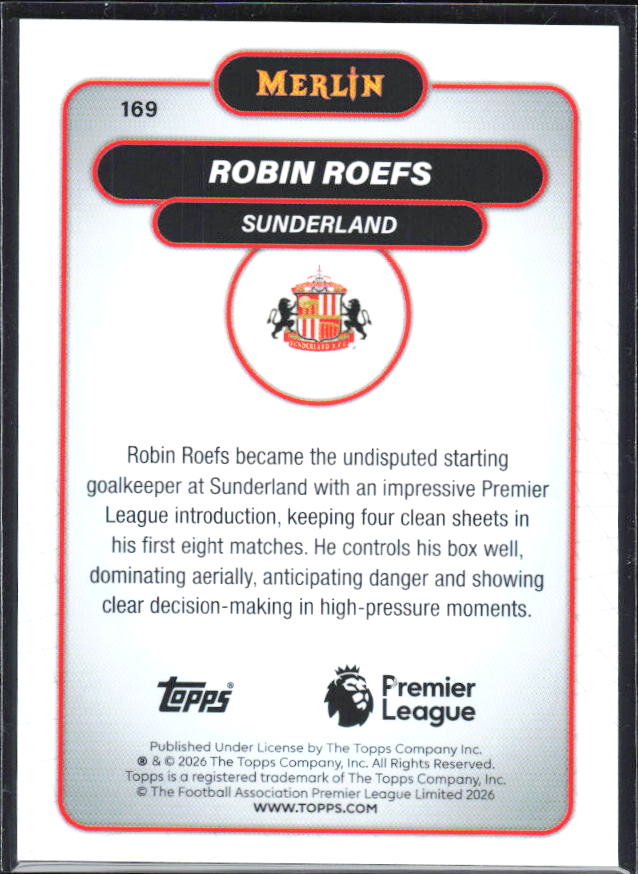 Robin Roefs 2026 Merlin Premier League RC #169 – baksida