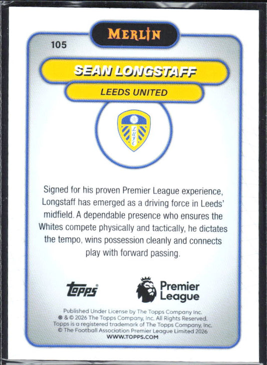 Sean Longstaff 2026 Merlin Premier League #105 – baksida