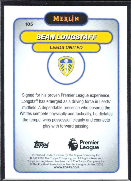 Sean Longstaff 2026 Merlin Premier League #105 – baksida