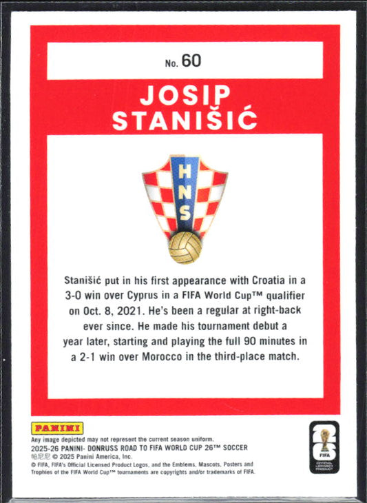 Josip Stanišić 2025-26 Donruss Road to FIFA WC Optic #60 – baksida