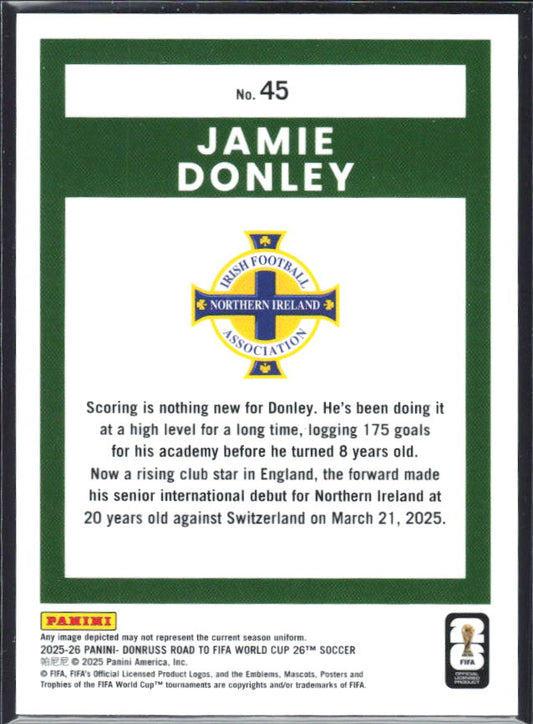 Jamie Donley 2025-26 Donruss Road to FIFA WC Optic RC #45 – baksida