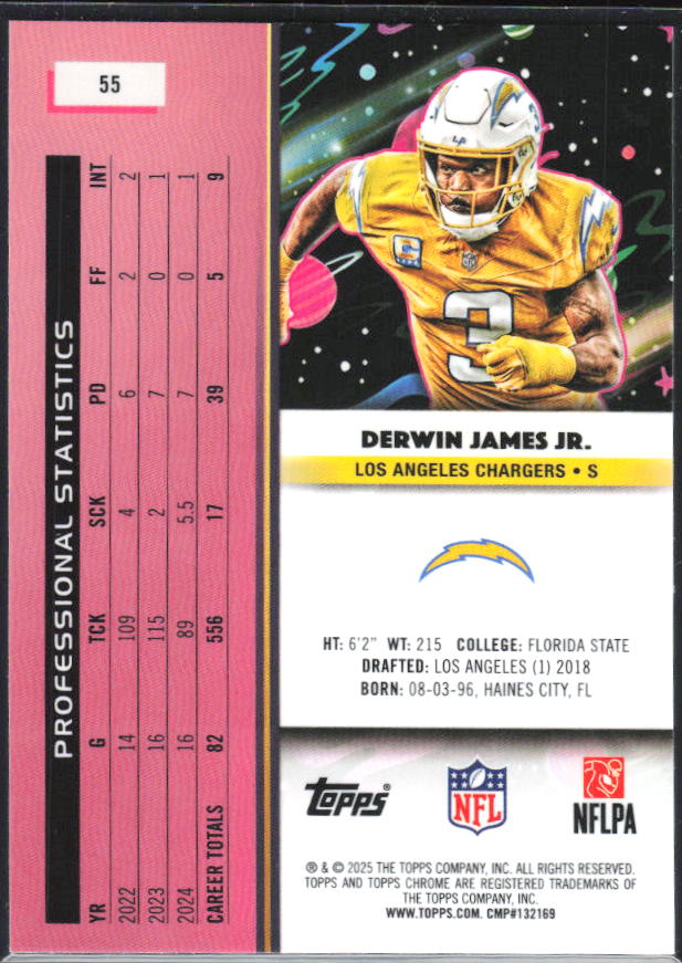 Derwin James Jr. 2025 Cosmic Chrome #55 – baksida