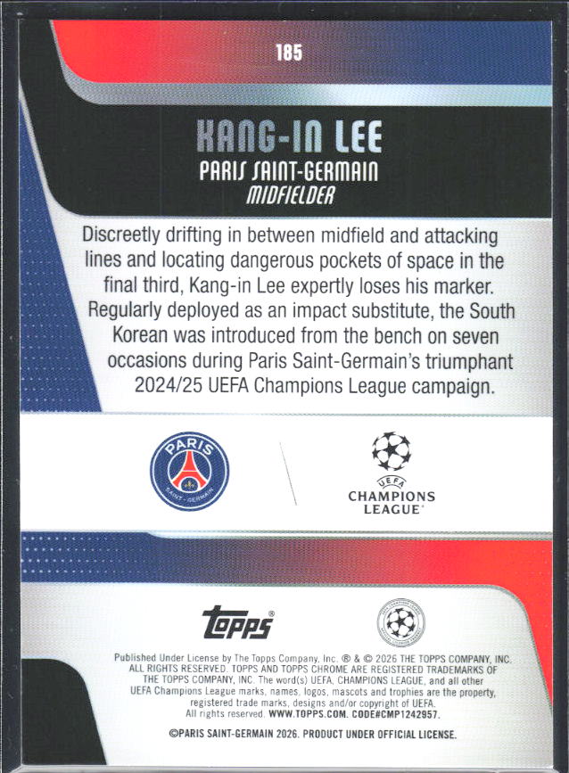 Kang-in Lee 2025-26 Chrome UEFA #185 – baksida