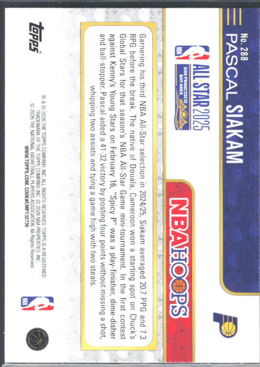 Pascal Siakam 2025-26 NBA Hoops All-Star 2025 #288 – baksida