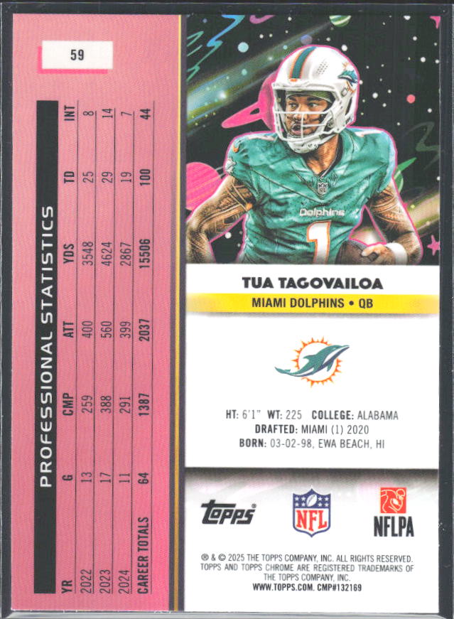 Tua Tagovailoa 2025 Cosmic Chrome #59 – baksida