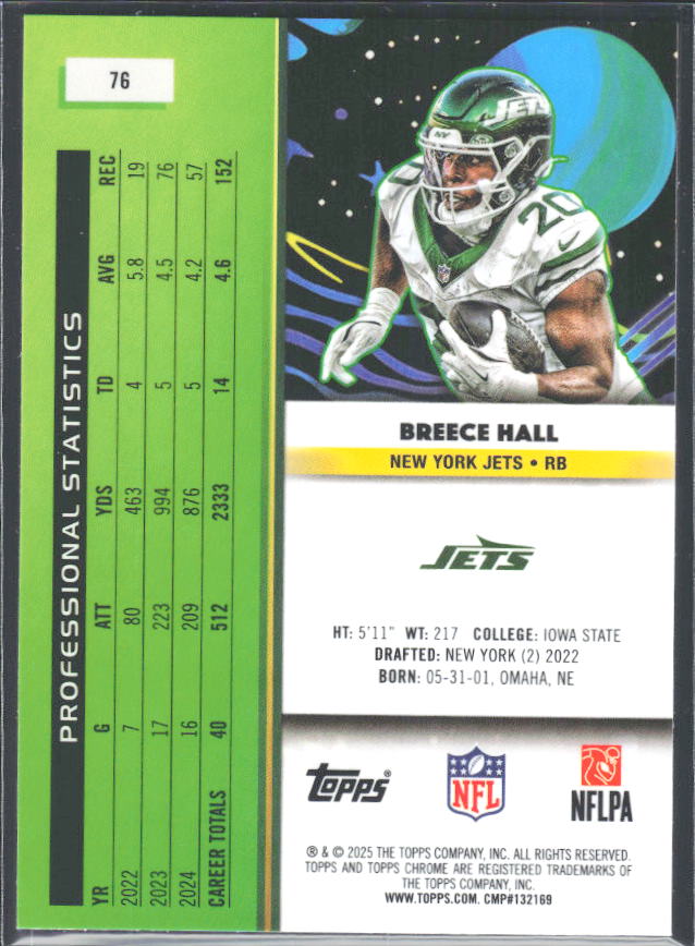 Breece Hall 2025 Cosmic Chrome #76 – baksida