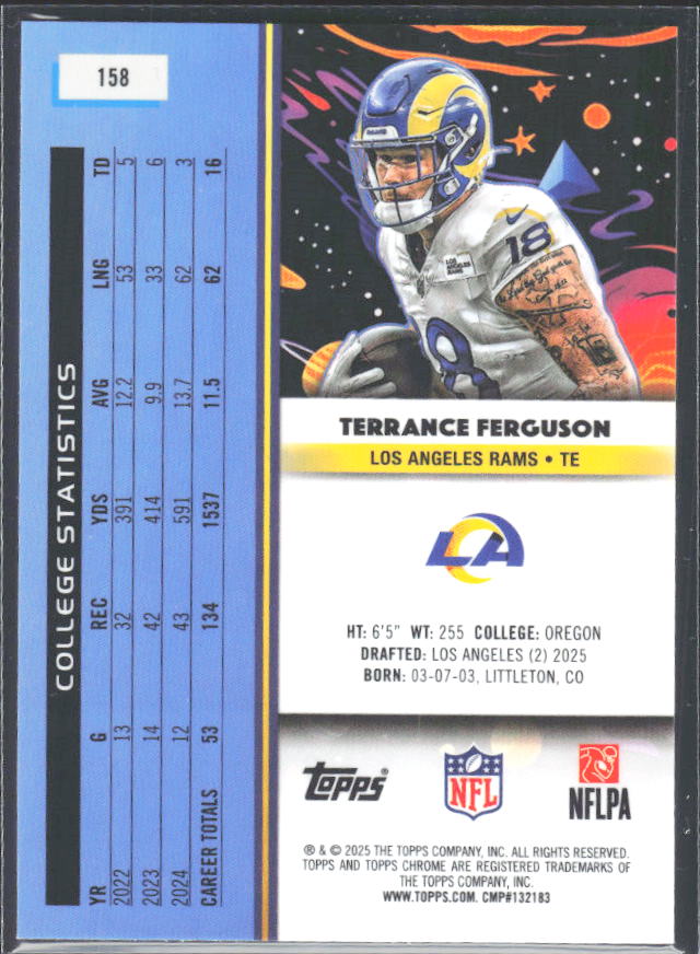 Terrance Ferguson 2025 Cosmic Chrome RC #158 – baksida