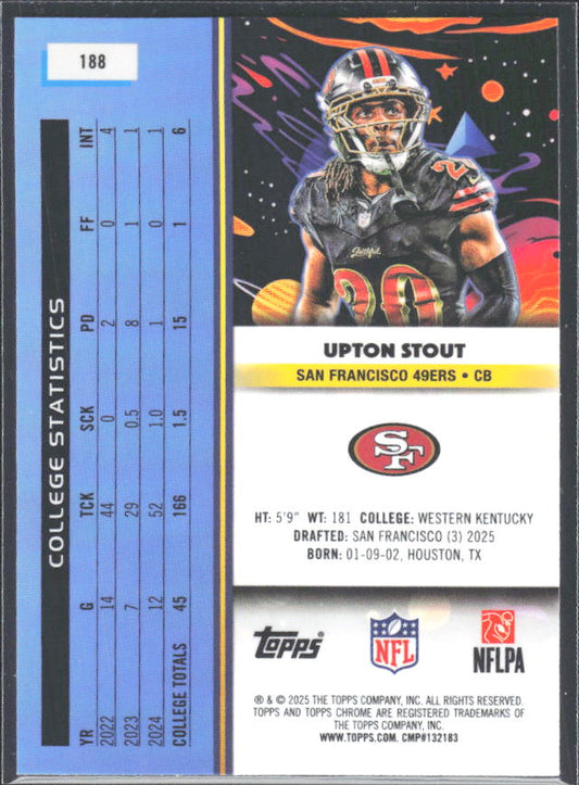 Upton Stout 2025 Cosmic Chrome RC #188 – baksida