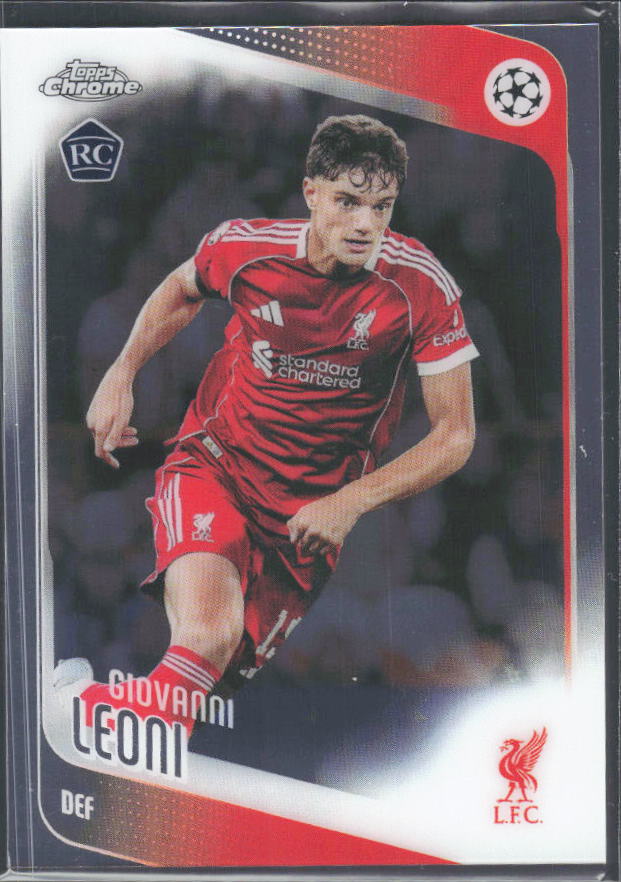 Giovanni Leoni 2025-26 Chrome UEFA RC #73 – framsida
