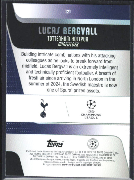 Lucas Bergvall 2025-26 Chrome UEFA #121 – baksida