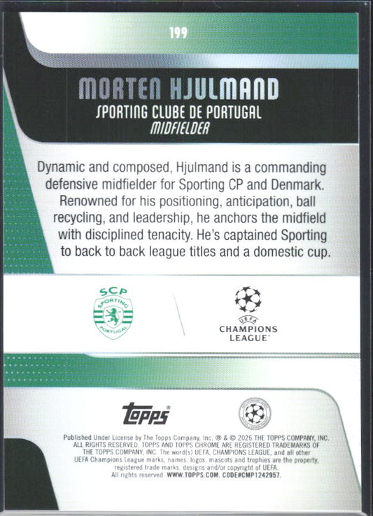 Morten Hjulmand 2025-26 Chrome UEFA #199 – baksida