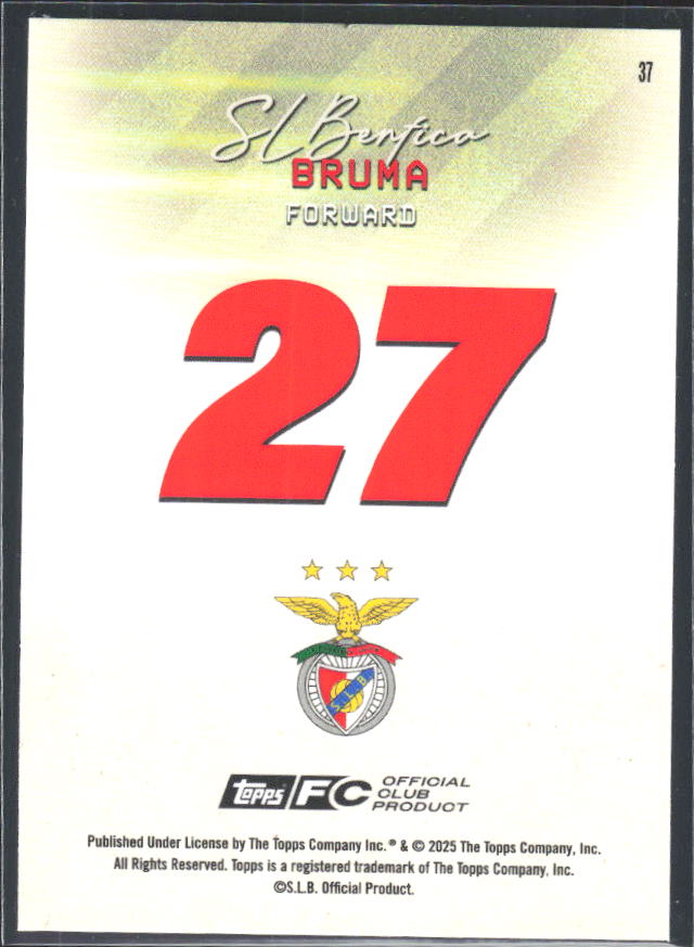 Bruma 2025-26 SL Benfica Team Set #37 – baksida