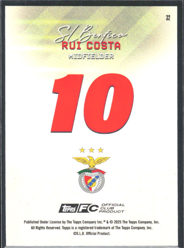 Rui Costa 2025-26 SL Benfica Team Set #32 – baksida