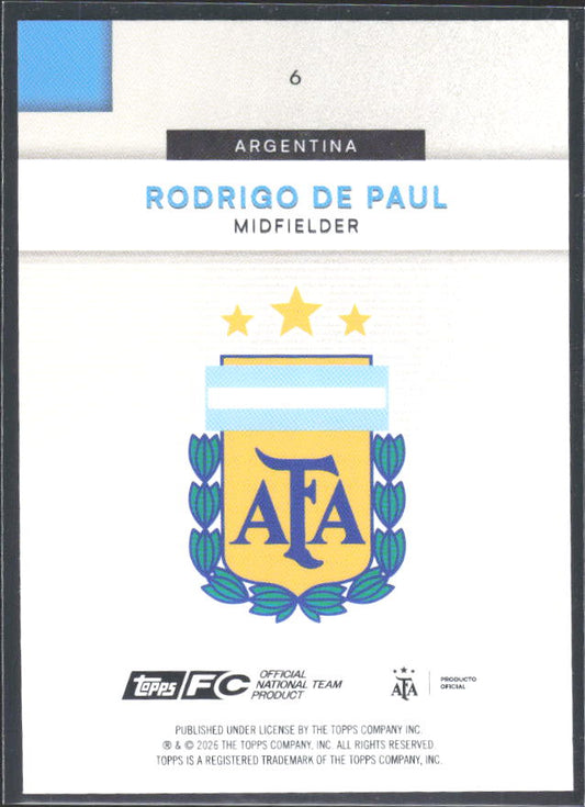 Rodrigo De Paul 2026 Argentina Team Set #6 – baksida