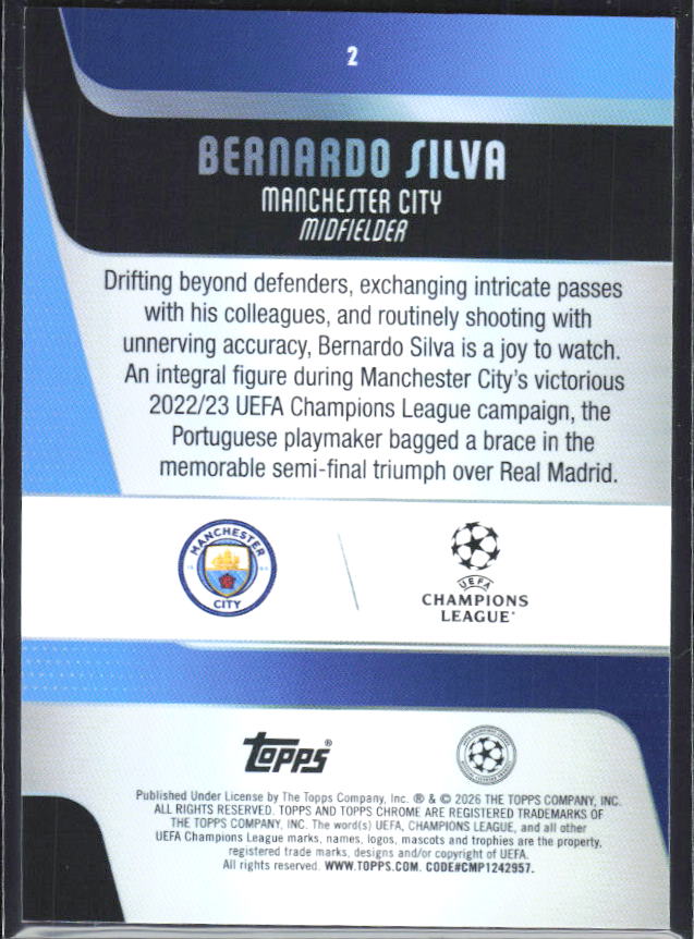 Bernardo Silva 2025-26 Chrome UEFA #2 – baksida