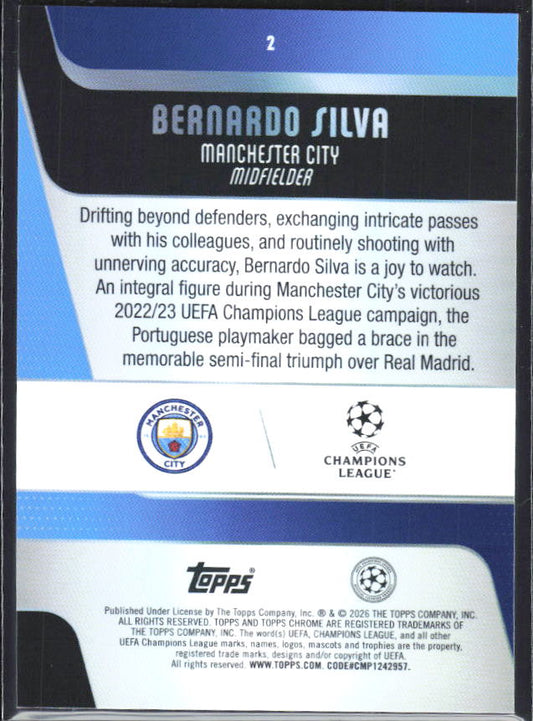 Bernardo Silva 2025-26 Chrome UEFA #2 – baksida