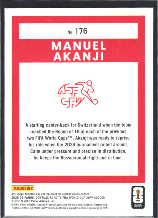 Manuel Akanji 2025-26 Donruss Road to FIFA WC #176 – baksida