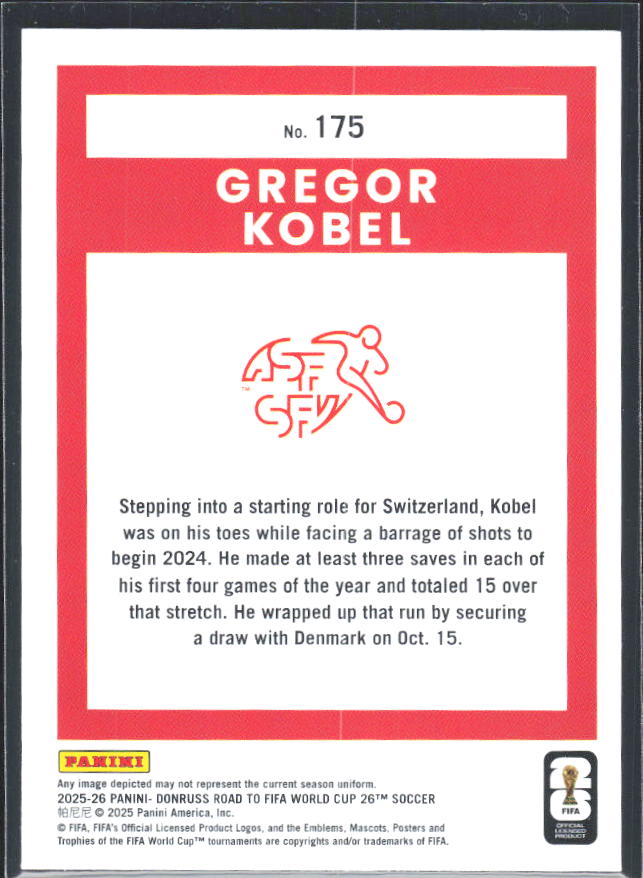 Gregor Kobel 2025-26 Donruss Road to FIFA WC #175 – baksida