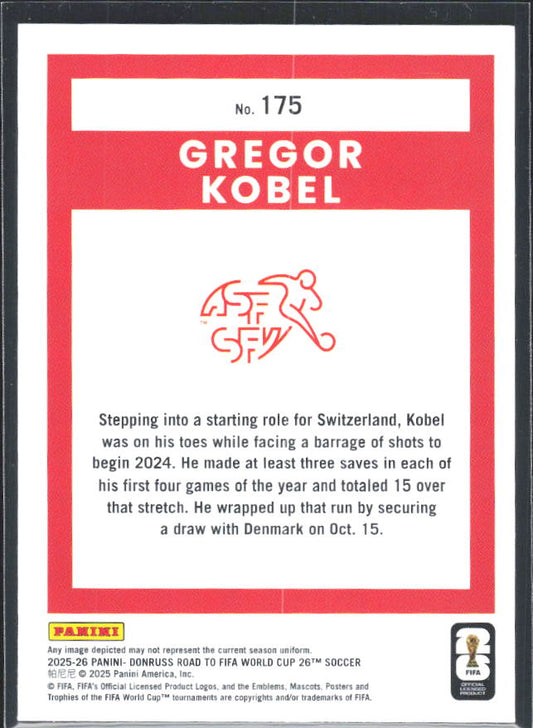 Gregor Kobel 2025-26 Donruss Road to FIFA WC #175 – baksida