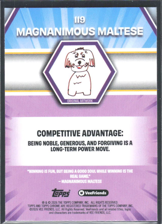Magnanimous Maltese 2026 Chrome VeeFriends #119 – baksida
