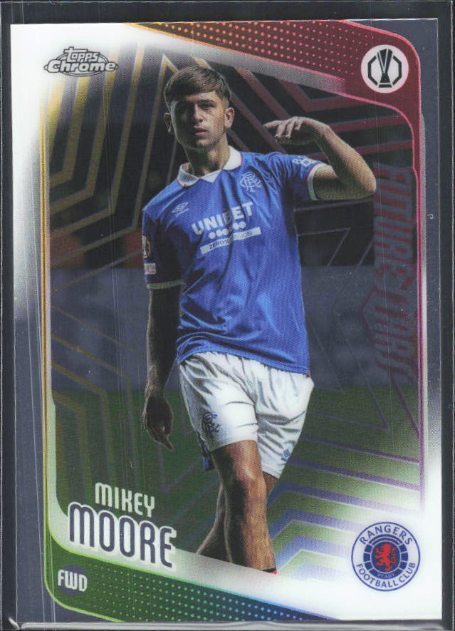 Mikey Moore 2025-26 Chrome UEFA Future Stars #56 – framsida