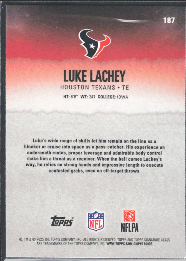 Luke Lachey 2025 Signature Class RC #187 – baksida