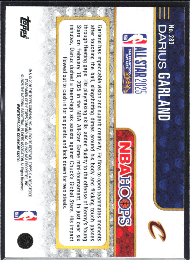 Darius Garland 2025-26 NBA Hoops All-Star 2025 Rainbow #283 – baksida