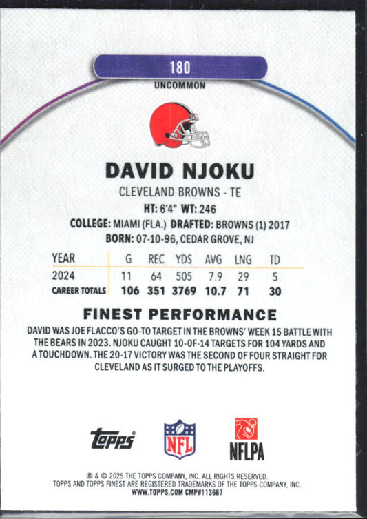 David Njoku 2025 Finest Uncommon #180 – baksida