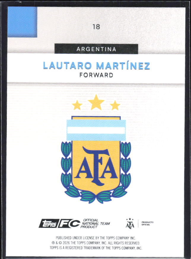 Lautaro Martínez 2026 Argentina Team Set #18 – baksida