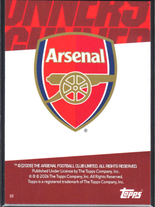Martin Ødegaard 2025-26 Chrome Arsenal #61 – baksida