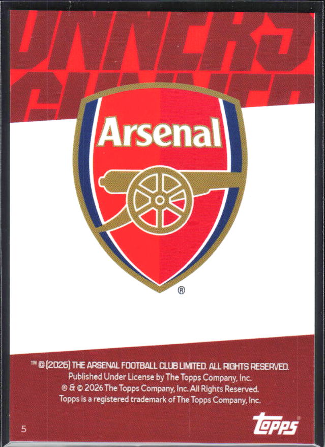 Riccardo Calafiori 2025-26 Chrome Arsenal #5 – baksida