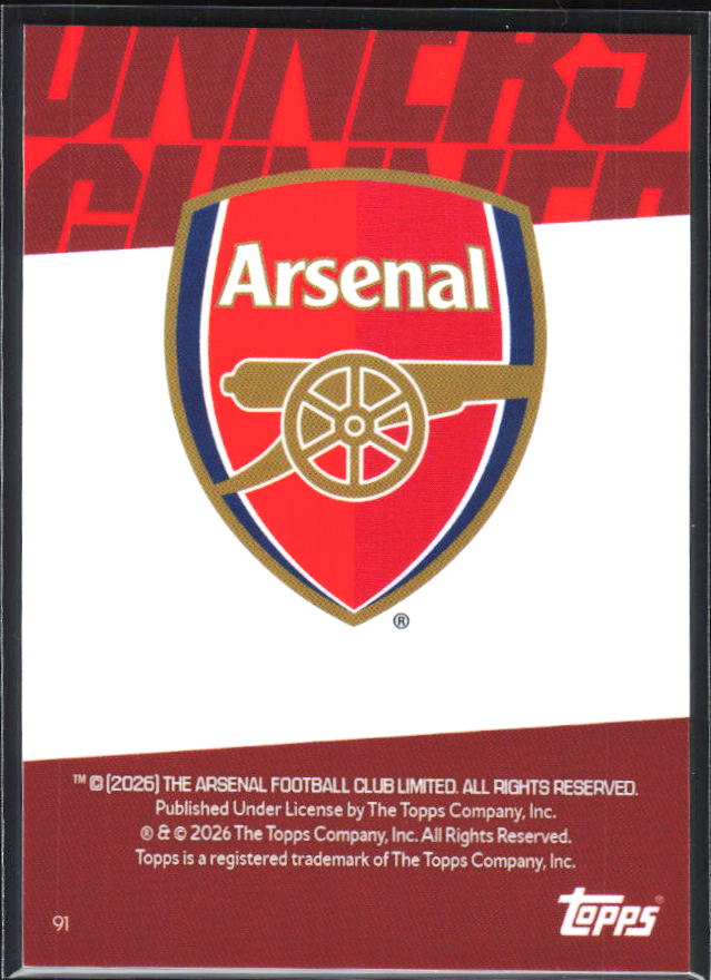 Cesc Fàbregas 2025-26 Chrome Arsenal #91 – baksida