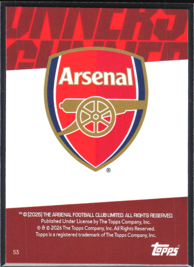 Ben White 2025-26 Chrome Arsenal #53 – baksida