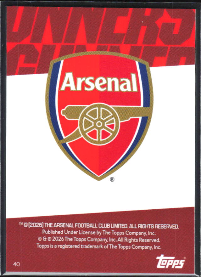 Patrick Vieira 2025-26 Chrome Arsenal #40 – baksida
