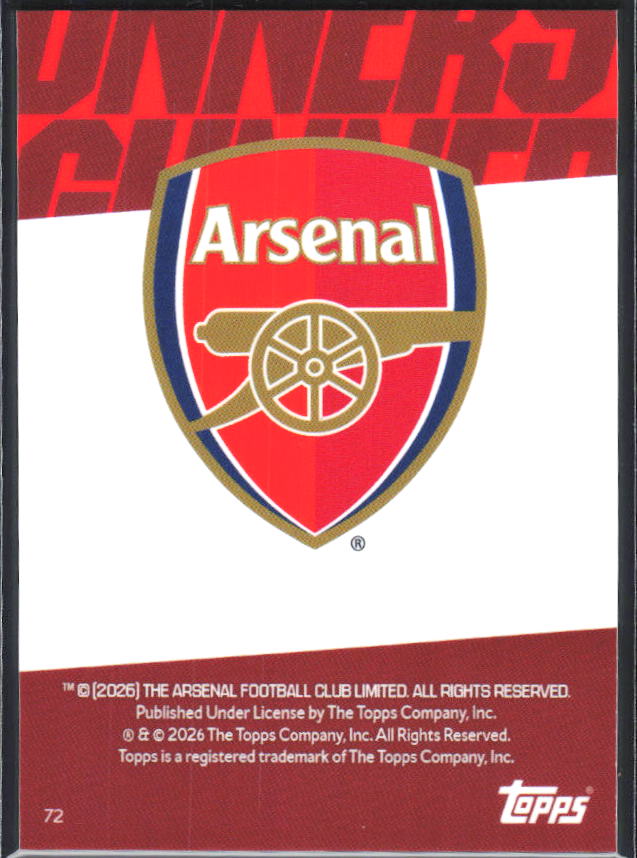 Leandro Trossard 2025-26 Chrome Arsenal #72 – baksida