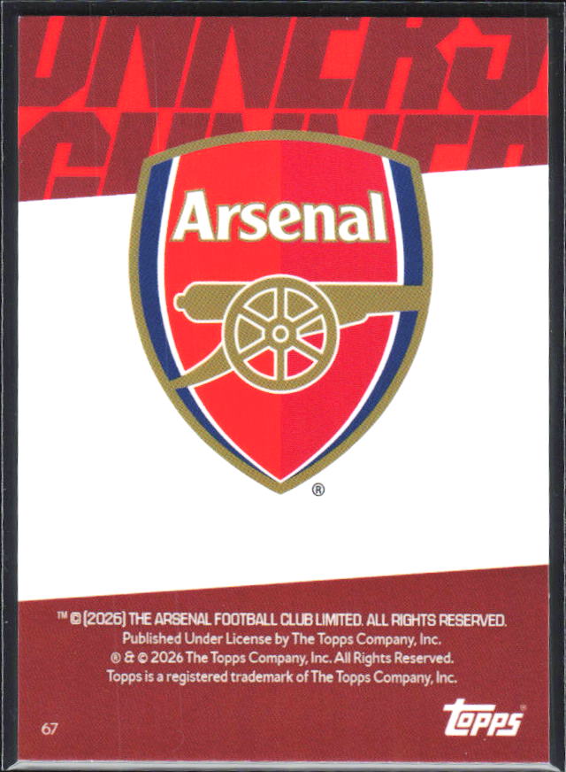 Ethan Nwaneri 2025-26 Chrome Arsenal #67 – baksida