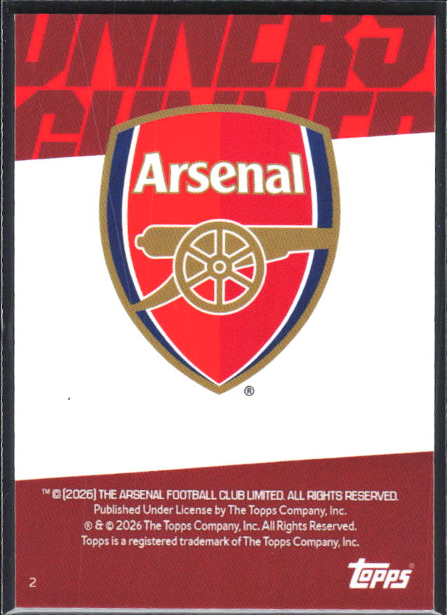 Piero Hincapié 2025-26 Chrome Arsenal #2 – baksida