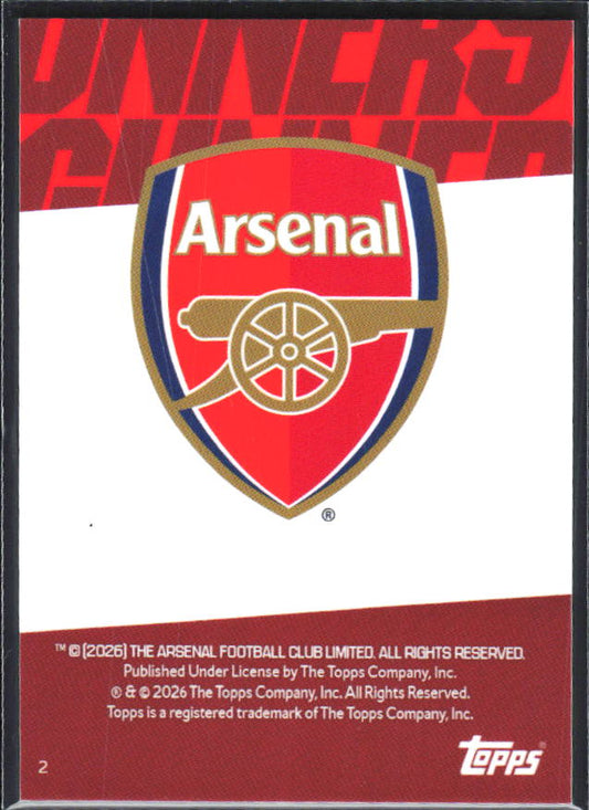 Piero Hincapié 2025-26 Chrome Arsenal #2 – baksida