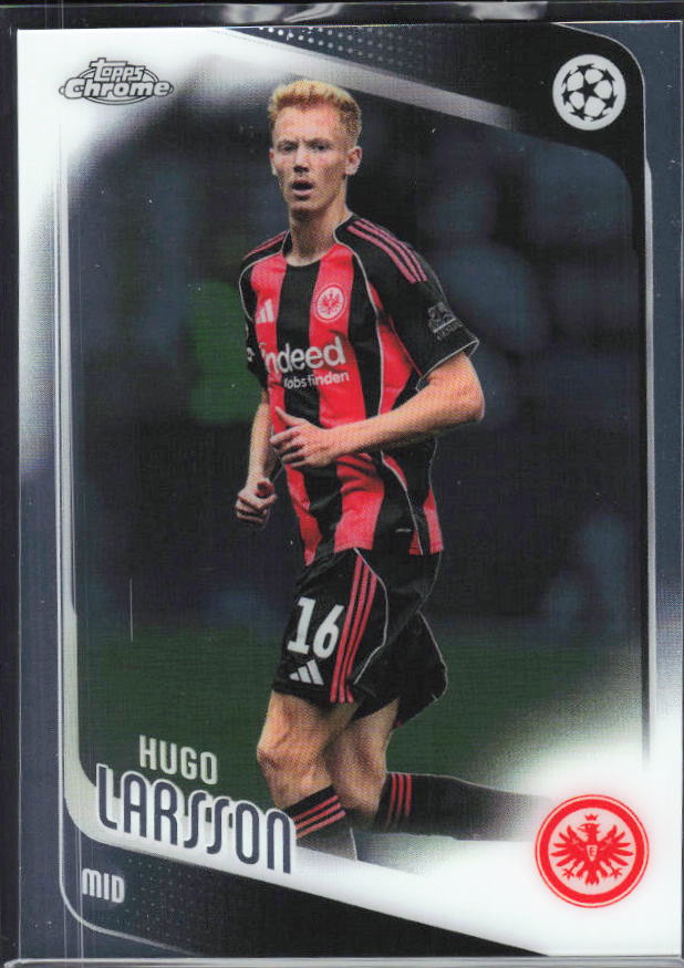Hugo Larsson 2025-26 Chrome UEFA #36 – framsida