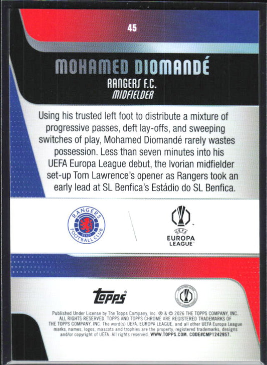 Mohamed Diomandé 2025-26 Chrome UEFA #45 – baksida