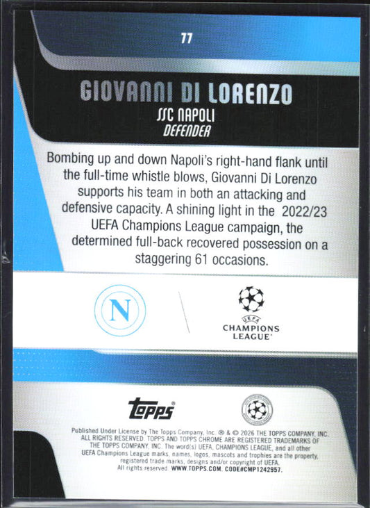 Giovanni Di Lorenzo 2025-26 Chrome UEFA #77 – baksida