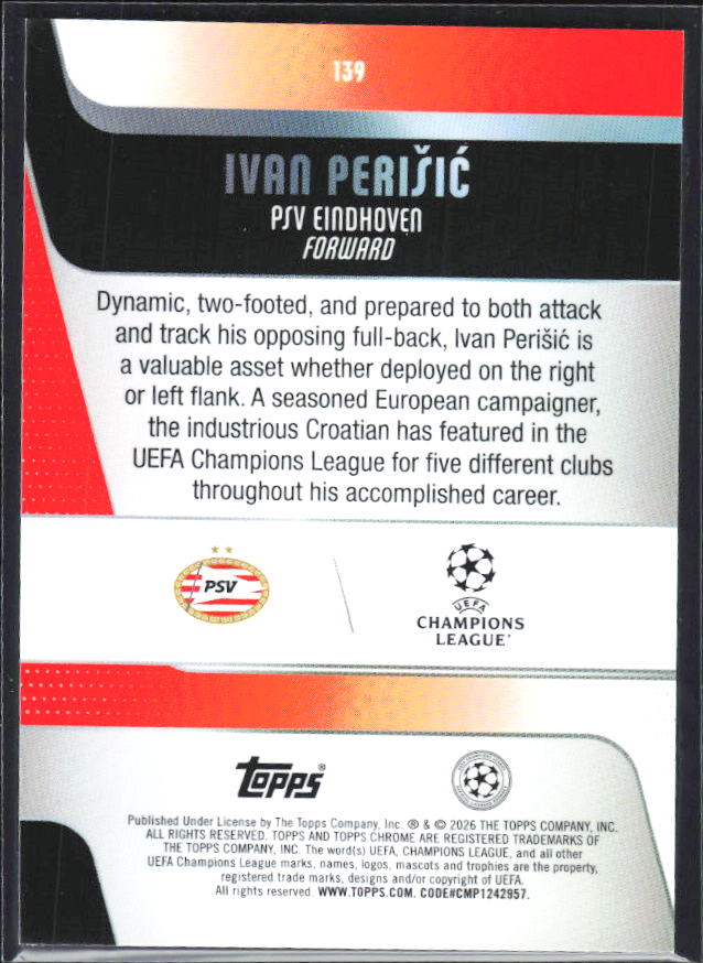 Ivan Perišić 2025-26 Chrome UEFA #139 – baksida