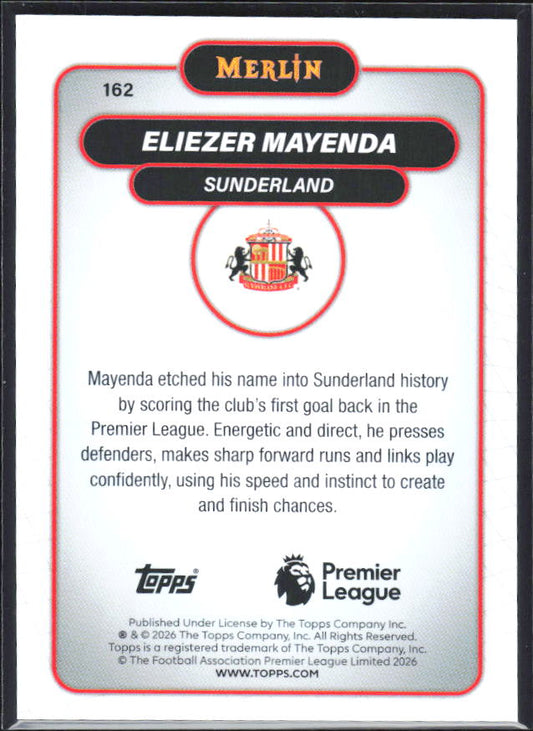 Eliezer Mayenda 2026 Merlin Premier League RC #162 – baksida
