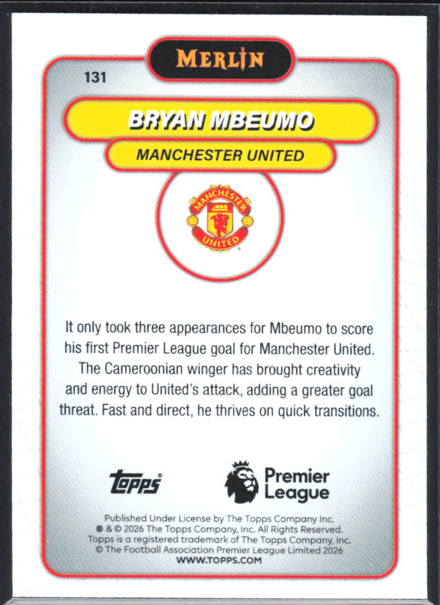 Bryan Mbeumo 2026 Merlin Premier League #131 – baksida