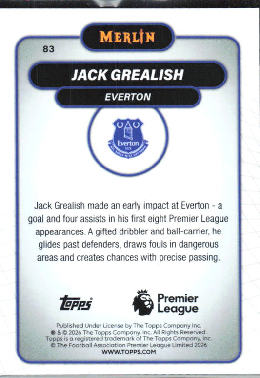 Jack Grealish 2026 Merlin Premier League #83 – baksida