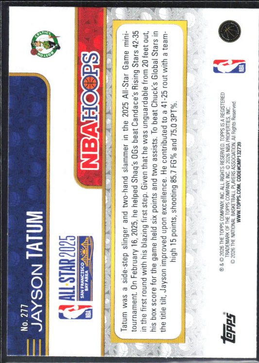 Jayson Tatum 2025-26 NBA Hoops All-Star 2025 #277 – baksida