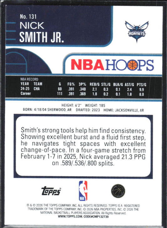 Nick Smith Jr. 2025-26 NBA Hoops #131 – baksida